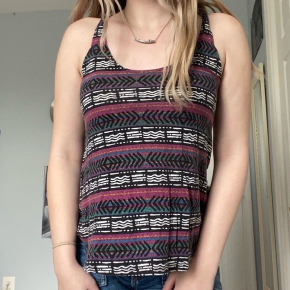 Element Tops - Element Women’s Multi colored Tribal Racerback Flowy Tank Top - Size Small